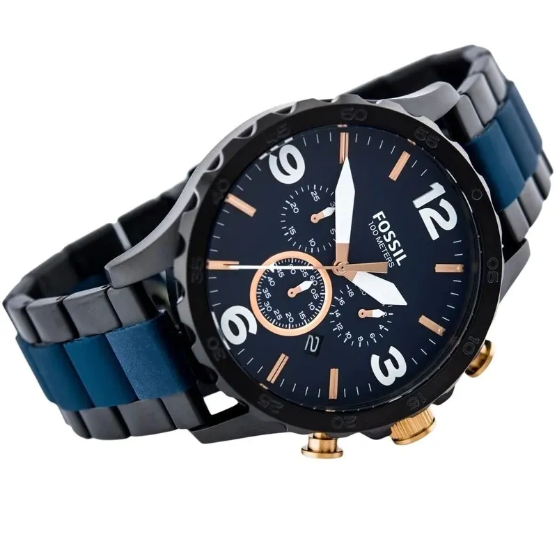 Fossil Nate Chronograph Blue Dial Men's Watch- JR1494